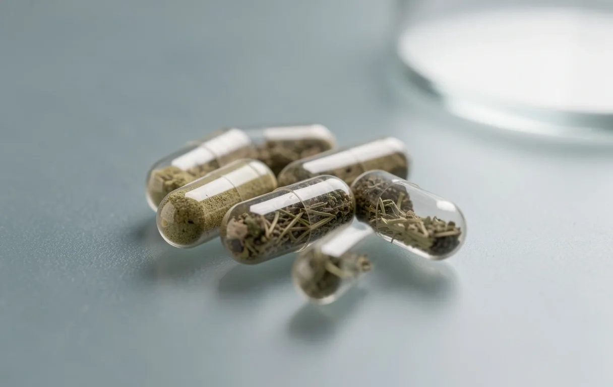 Natural capsules close up